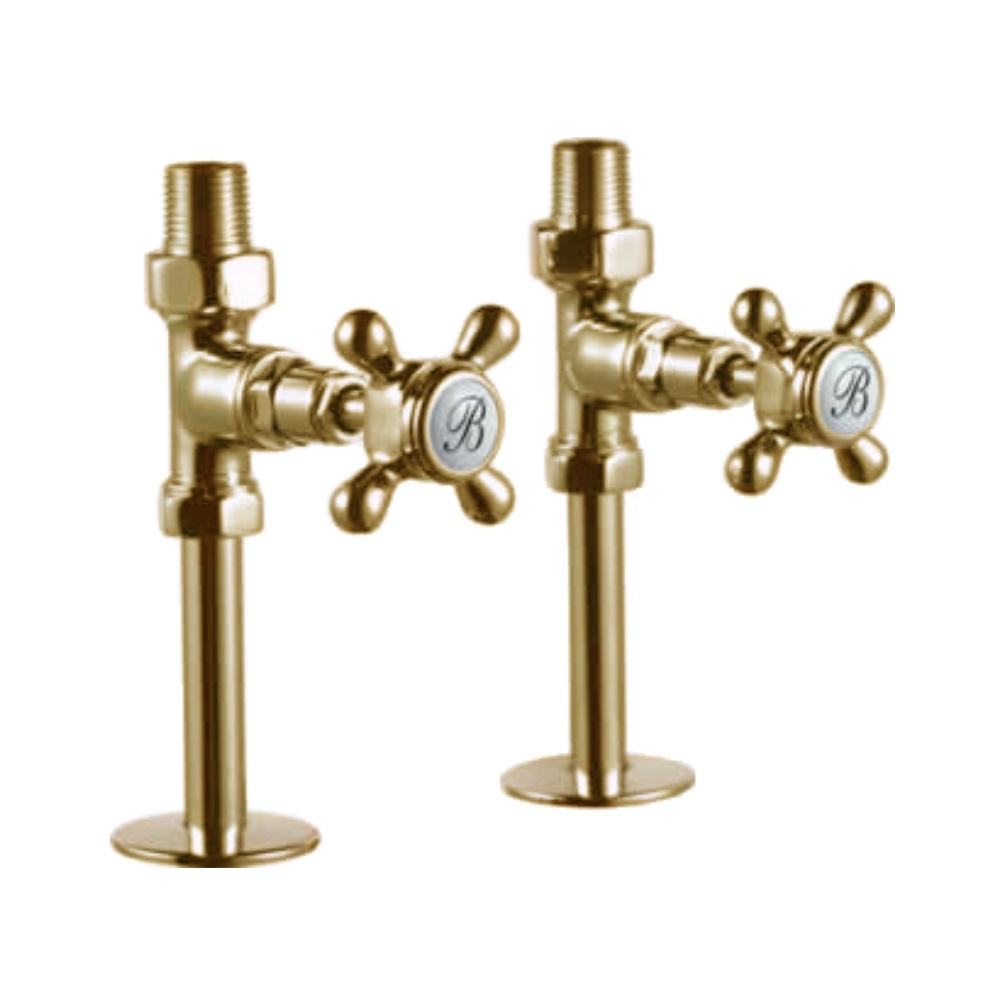 Product Cut out image of the Burlington Gold Straight Radiator Valves